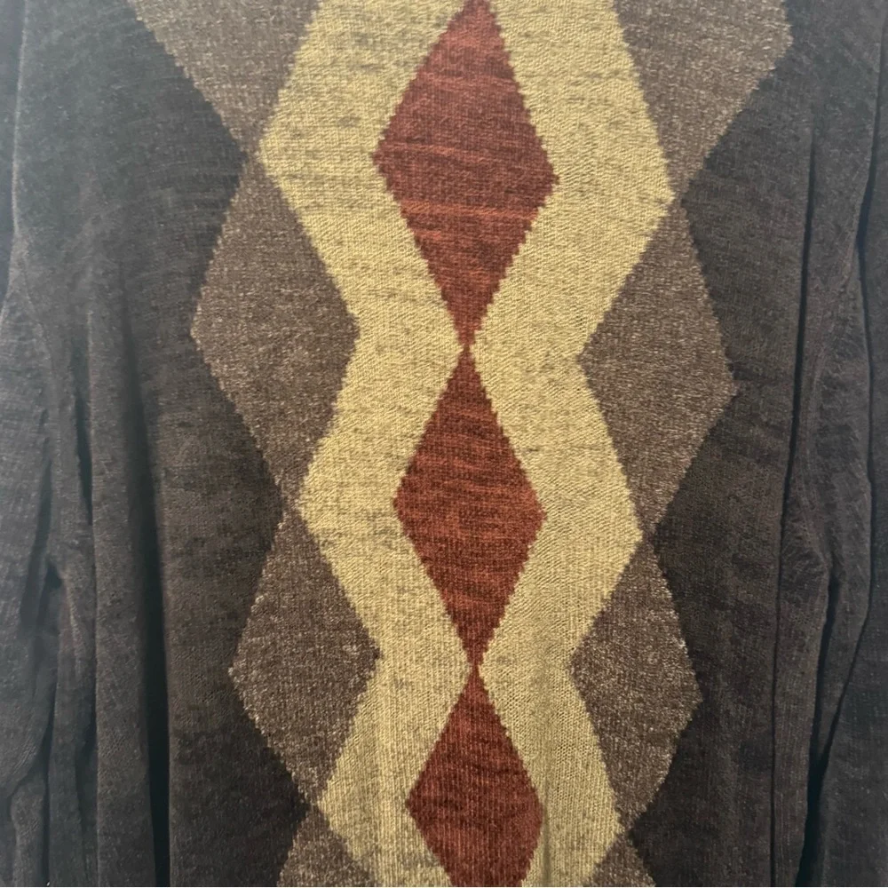 Dockers Argyle Knit Sweater – Brown & Burgundy Diamond Pattern – Men’s XLT